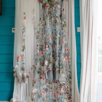 Embroidered floral lace alternative wedding dress