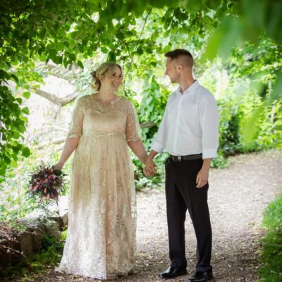 Gold/nude wedding dress with sleeves