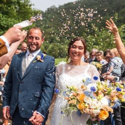 Boho lace wedding dress with sleeves