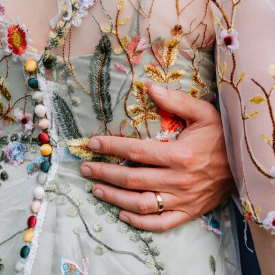 Wedding dress with flowers