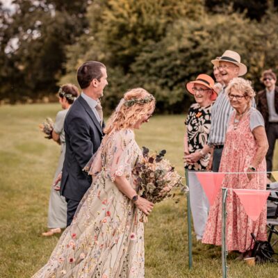 Coloured boho wedding dress